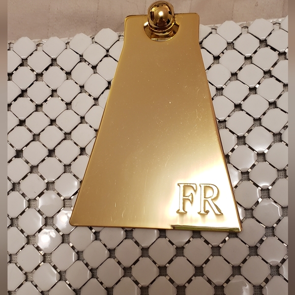 Felix Rey, White & Gold Metallic Purse, Flexible Squares on all sides, NWOT - Picture 3 of 11